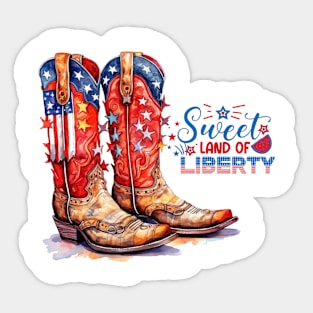 Country Western Cowboy Boots Patriotic Design Sticker